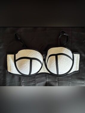 torrid White Lace Underwire Bra with Black Trim